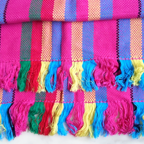 NWOT. Handmade by weaving. Bright and colorful wrap/scarf with stripes. - Picture 3 of 5